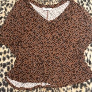 Double Zero Brown Animal Print Blouse